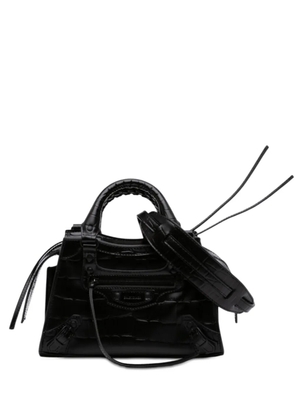 Balenciaga Pre-Owned 2021 Mini Croc Embossed Calfskin Motocross Neo Classic City satchel - Black