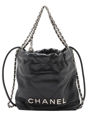 CHANEL Pre-Owned 2021-2026 Mini Shiny Calfskin 22 Handbag satchel - Black