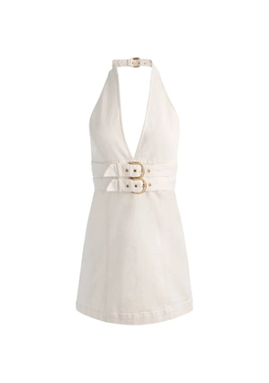 alice + olivia Solana buckle-detail halterneck mini dress - White