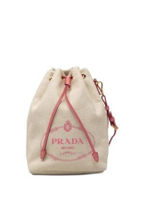 Prada Pre-Owned 2010-2026 Canvas Canapa Logo Drawstring pouch - Neutrals