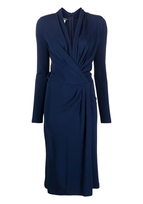 Alberta Ferretti twisted-front long-sleeved midi dress - Blue