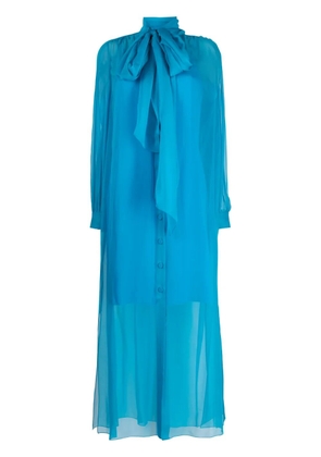 Alberta Ferretti semi-sheer poet-sleeve dress - Blue