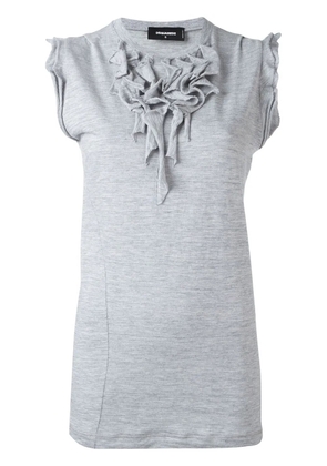 DSQUARED2 ruffled neck blouse - Grey