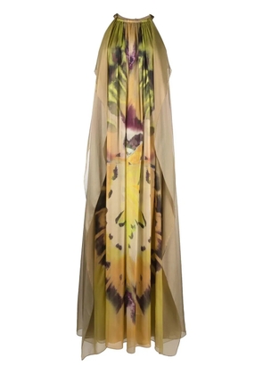 Alberta Ferretti graphic-print silk gown - Green