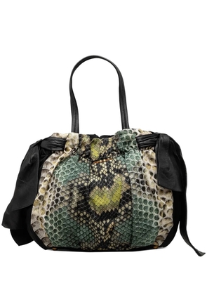 Prada Pre-Owned 2010-2026 Tessuto Python Print Bow satchel - Black