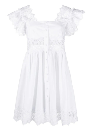 Alberta Ferretti square-neck fluted midi dress - White