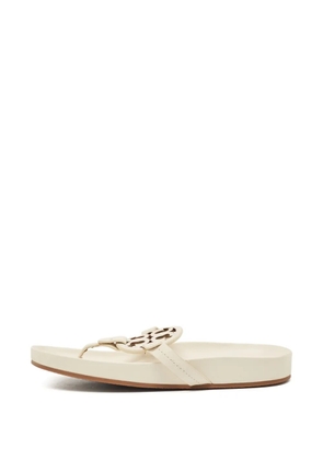 Tory Burch logo-detail leather sandals - White