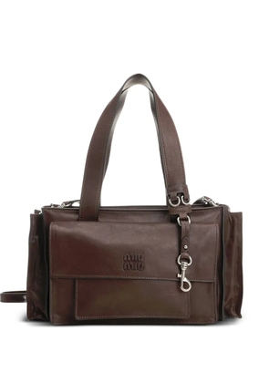 Miu Miu Utilitaire pocket leather tote bag - Brown
