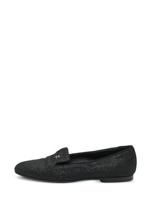 CHANEL Pre-Owned CC glitter smoking loafers - Black