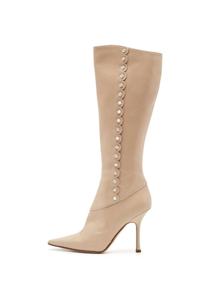 Jimmy Choo Pre-Owned bead-embellished leather boots - Neutrals