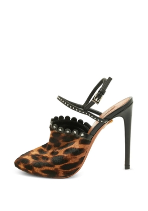 Alaïa Pre-Owned leopard-print studded heeled pumps - Brown