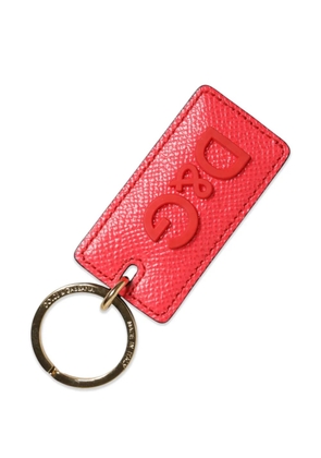 Dolce & Gabbana logo-plaque leather keyring - Red