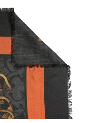 Dolce & Gabbana crest-print fringed scarf - Black