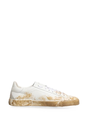 Dolce & Gabbana paint-effect leather sneakers - White