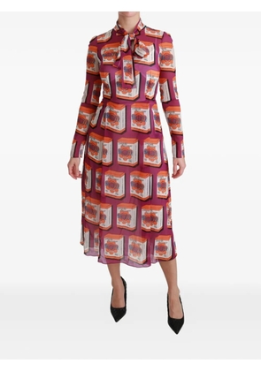 Dolce & Gabbana Bellezza-print silk midi dress - Purple