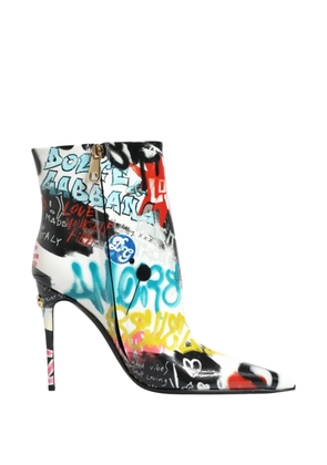 Dolce & Gabbana Keira graffiti-print boots - White