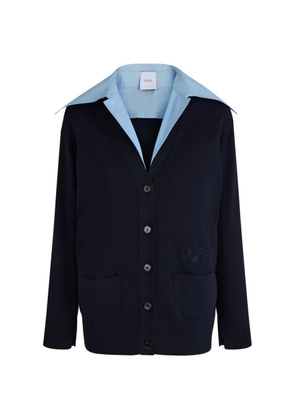 Patou poplin-collar cardigan - Blue