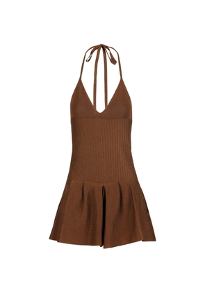 LUISA SPAGNOLI Casolare halterneck ribbed-knit mini dress - Brown