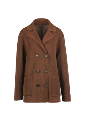 LUISA SPAGNOLI Commissario double-breasted knitted peacoat - Brown