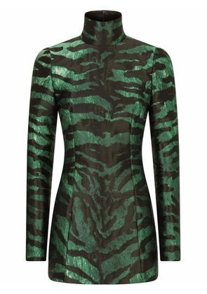 Dolce & Gabbana tiger-print jacquard long-sleeve dress - Black