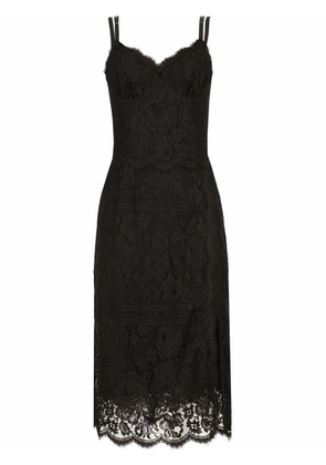 Dolce & Gabbana lace-trim ruched dress - Black