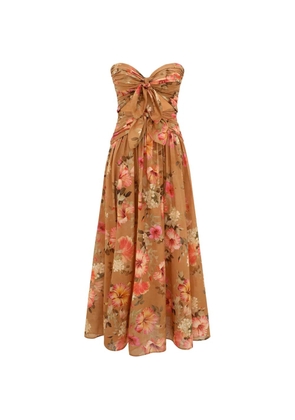 ZIMMERMANN Mahon floral-print midi dress - Brown