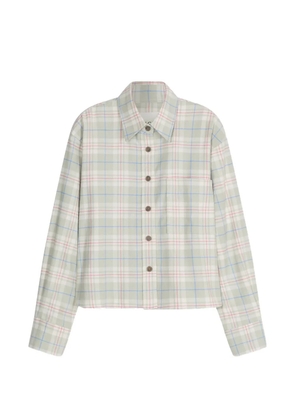 Closed check-print oversized shirt - Green