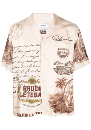 RHUDE Cigar-print short-sleeve shirt - Brown