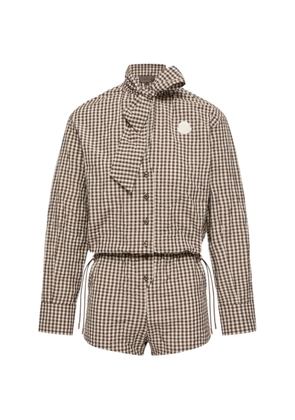 Moncler gingham-pattern playsuit - Brown