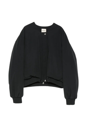 KHAITE ribbed-trim collarless jacket - Black