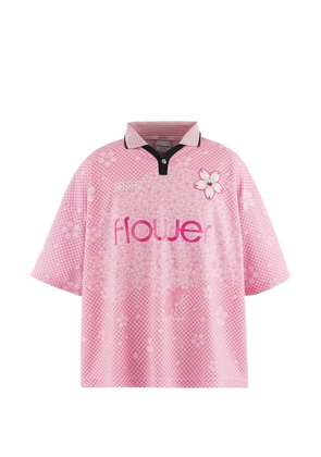 MONONOKE MADE check-pattern floral-print polo shirt - Pink