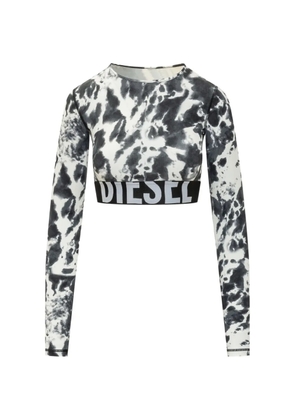 Diesel tie-dye long-sleeve crop top - White