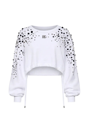 Dolce & Gabbana embellished cropped sweater - White