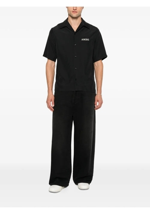AMIRI logo-embroidered camp-collar shirt - Black