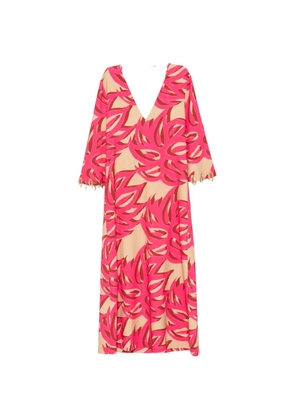 Themis Z Ismene Sabra leaf-print V-neck midi dress - Pink