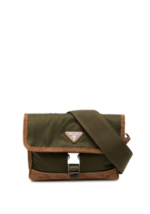 Prada Pre-Owned 2019-2026 Suede Trimmed Re Nylon Smartphone Case crossbody bag - Green
