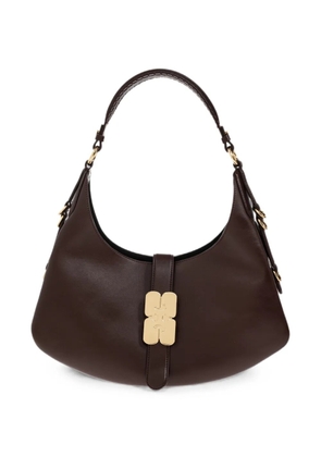 GANNI logo-plaque shoulder bag - Brown