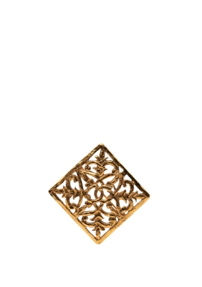CHANEL Pre-Owned 1980-1990 CC Gold Plated Diamond Filigree Brooch costume brooch