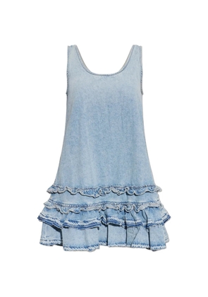 GANNI ruffled denim mini dress - Blue