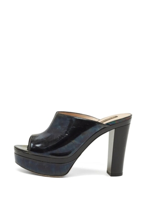 Roberto Cavalli Vintage leather platform sandals - Black