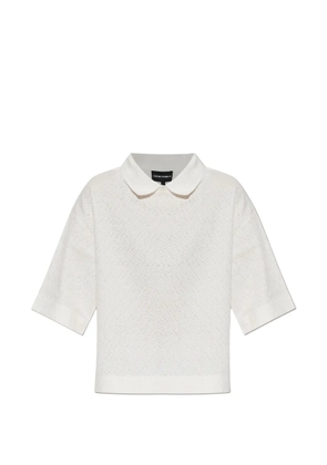 Emporio Armani chevron-knit Peter Pan-collar top - Neutrals
