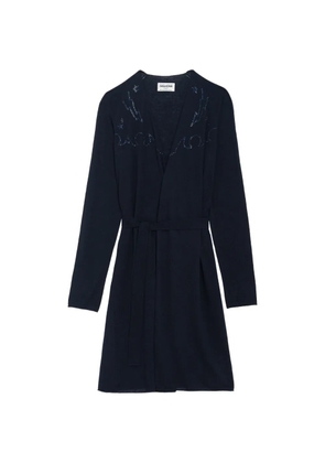 Zadig&Voltaire Daffy rhinestone-embellished belted cardigan - Blue