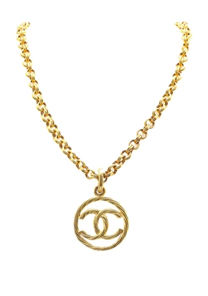CHANEL Pre-Owned 1993 Gold Plated CC Tornado Pendant Necklace costume necklace