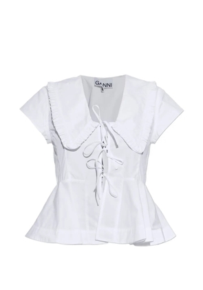 GANNI ruffled-collar peplum blouse - White