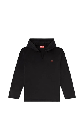 Diesel long-sleeve T-shirt with flannel hood - Black