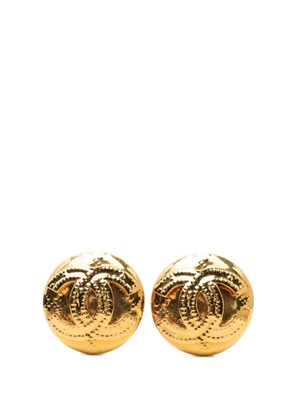 CHANEL Pre-Owned 1994 CC Gold Plated Round Clip On Earrings costume earrings