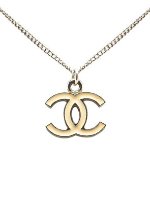 CHANEL Pre-Owned 2007 Silver CC Enamel Pendant Necklace costume necklace