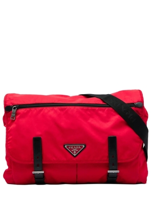 Prada Pre-Owned 2013-2026 Tessuto Zip Double Buckle Messenger Bag crossbody bag - Red