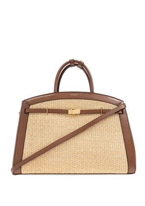 DeMellier Hudson raffia leather tote bag - Neutrals