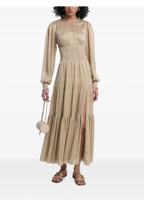 Michael Kors smocked tiered midi dress - Gold